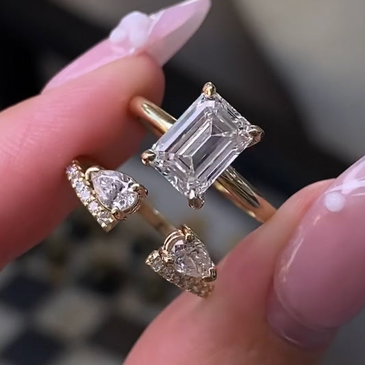 3.5 Carat Emerald Cut Simulated Diamond Ring Platinum Plated
