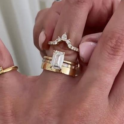 3.5Ct Emerald Cut 4-Piece Luxury Ring Set