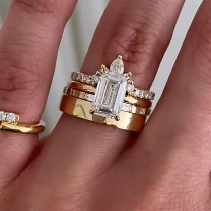 3.5Ct Emerald Cut 4-Piece Luxury Ring Set