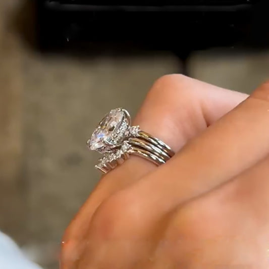 Regal 4.0Ct Oval Bridal Set | Vintage Crown Design
