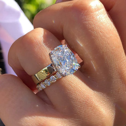8.5Ct Cushion Cut Wedding Set 925 Silver Yellow Gold