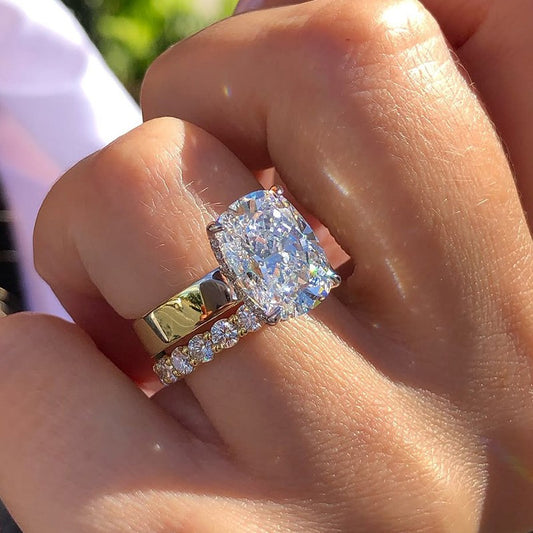 8.5Ct Cushion Cut Wedding Set 925 Silver Yellow Gold