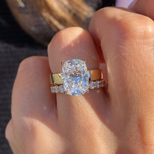 8.5Ct Cushion Cut Wedding Set 925 Silver Yellow Gold