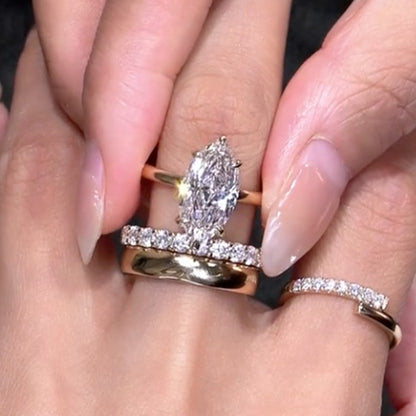 4Ct Marquise Simulated Diamond 3PC Bridal Set