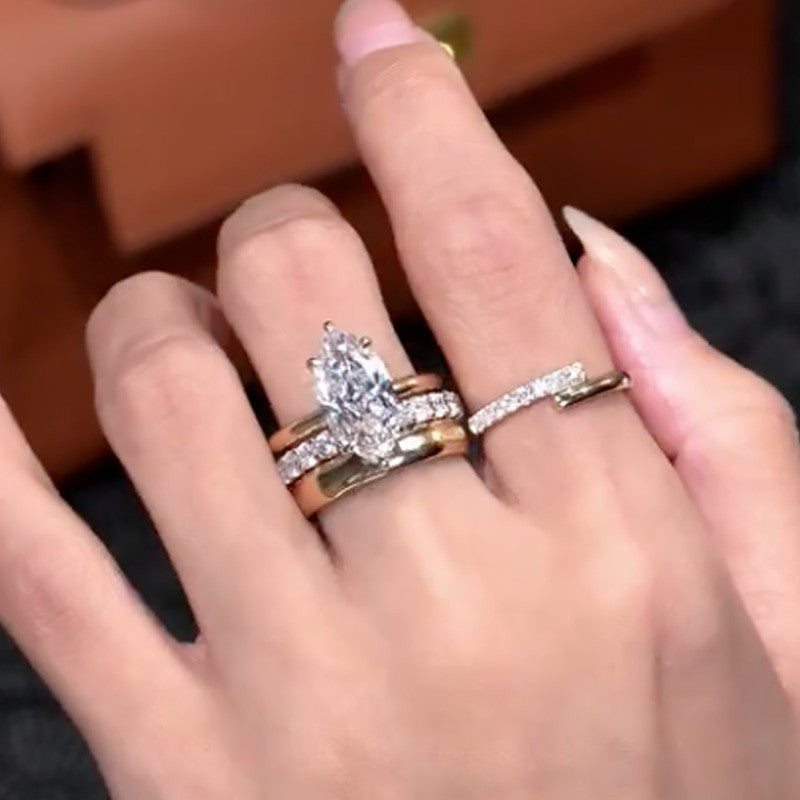 4Ct Marquise Simulated Diamond 3PC Bridal Set