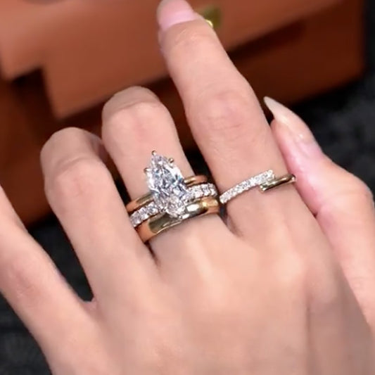 4Ct Marquise Simulated Diamond 3PC Bridal Set