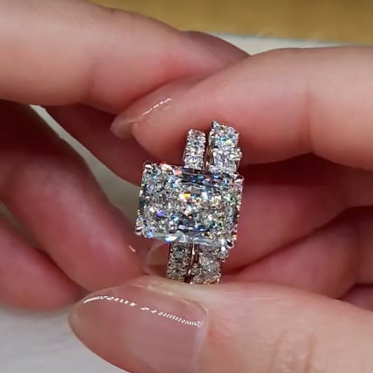4.5Ct Radiant Cut Diamond Ring with Marquise Band