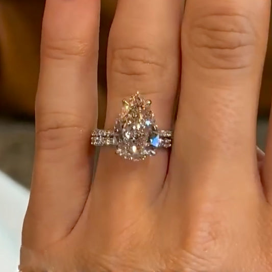 4.5Ct Pear Cut Wedding Set with Open Band 925 Silver