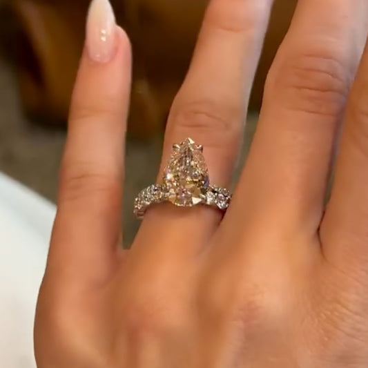4.5Ct Pear Cut Wedding Set with Open Band 925 Silver