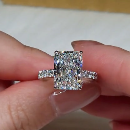 4.5Ct Radiant Cut Diamond Ring with Marquise Band