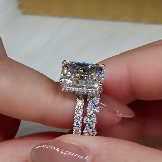 4.5Ct Radiant Cut Diamond Ring with Marquise Band