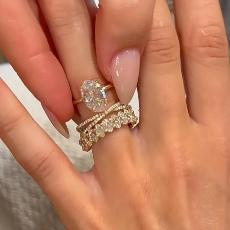 4.0CT Oval Cut 3PC Gold Wedding Set Platinum Plated