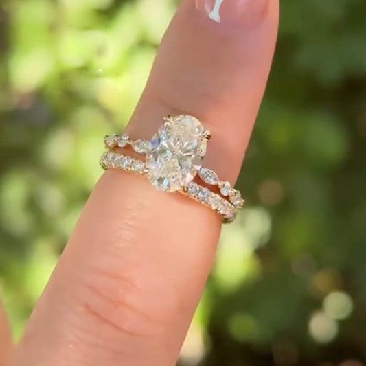 Eternal 4.5Ct Oval Ring Set - Continuous Diamond Band