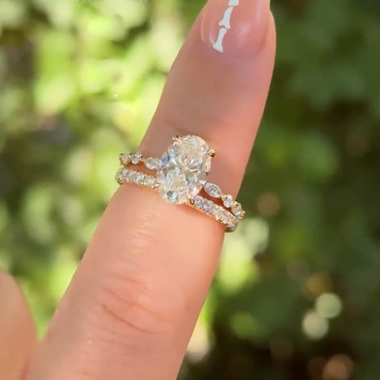 Eternal 4.5Ct Oval Ring Set - Continuous Diamond Band