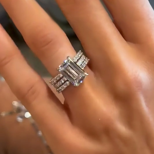 10Ct Emerald Cut Simulated Diamond 3PC Bridal Set