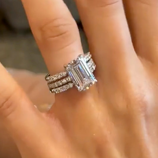 10Ct Emerald Cut Simulated Diamond 3PC Bridal Set
