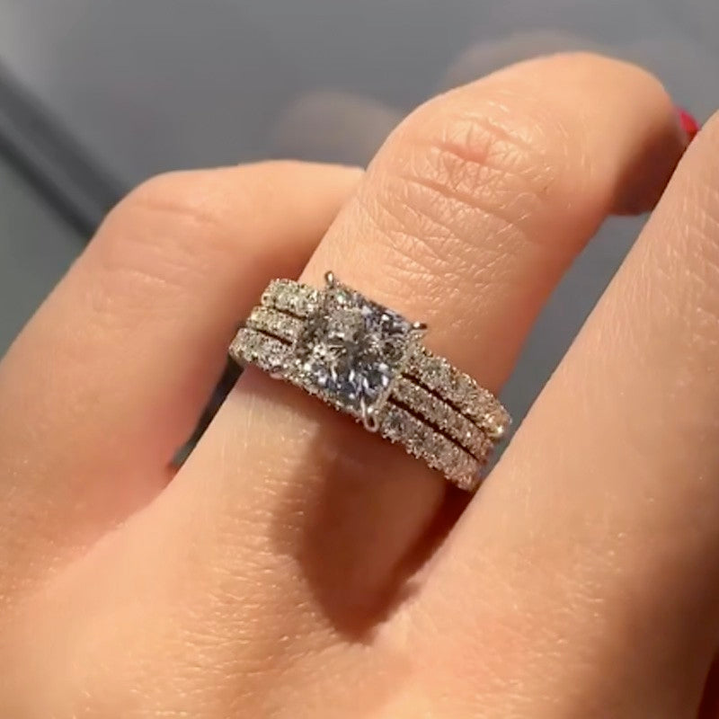 2.0CT Princess Cut 3PC Wedding Set 925 Silver
