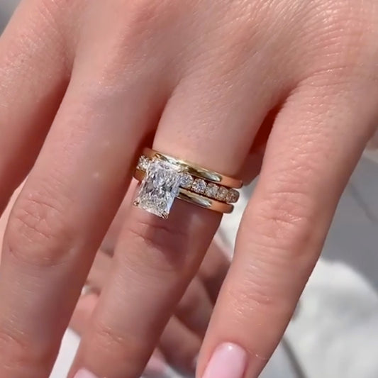 50CT Radiant Cut 3PC Wedding Set 925 Silver 18K Gold Plated