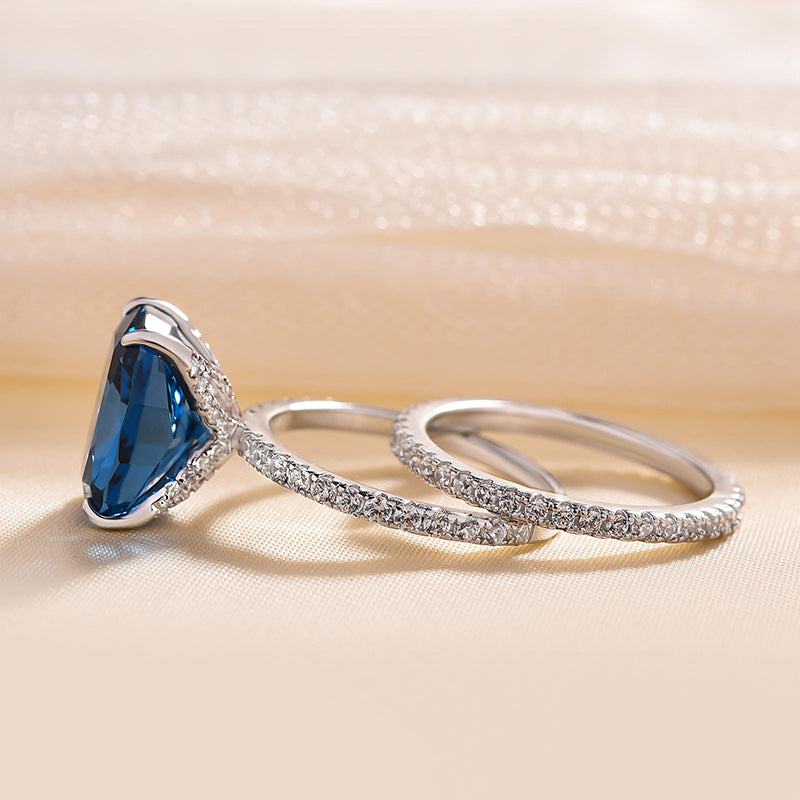 55CT Montana Blue Sapphire Cushion Cut Ring 925 Silver