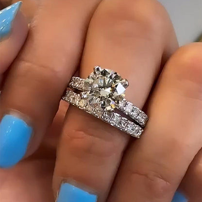 2Ct Round Sona Diamond Ring with Radiant Cut Accents