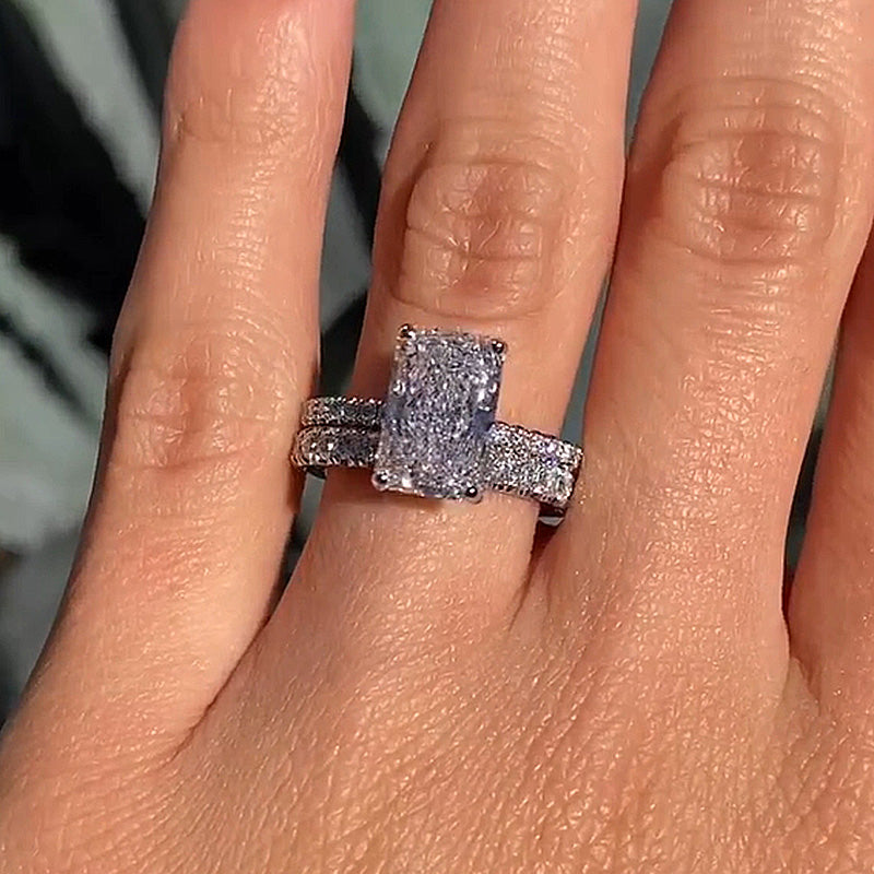 3.5CT Radiant Cut Diamond Two-Tone Ring with 1CT Band