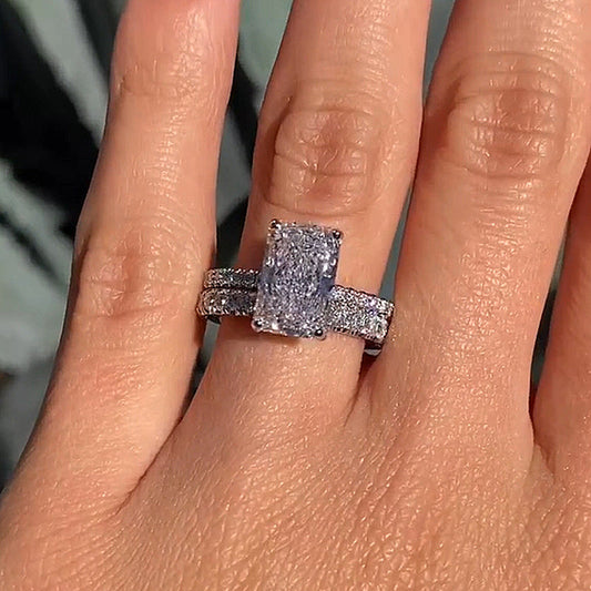 3.5CT Radiant Cut Diamond Two-Tone Ring with 1CT Band