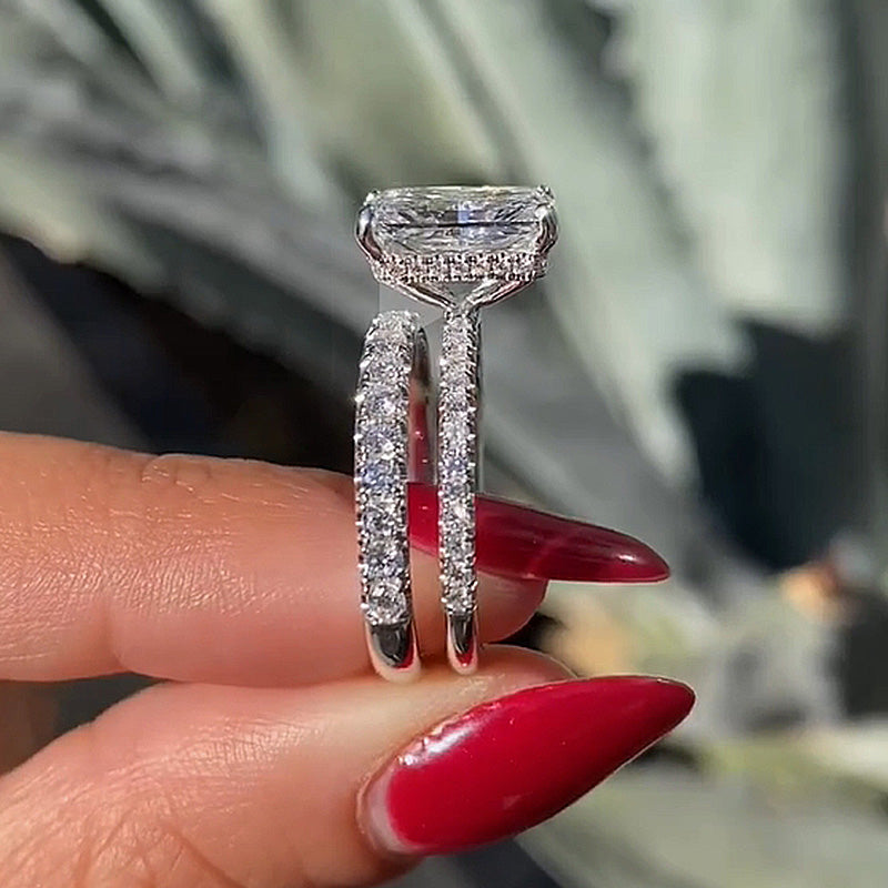 3.5CT Radiant Cut Diamond Two-Tone Ring with 1CT Band