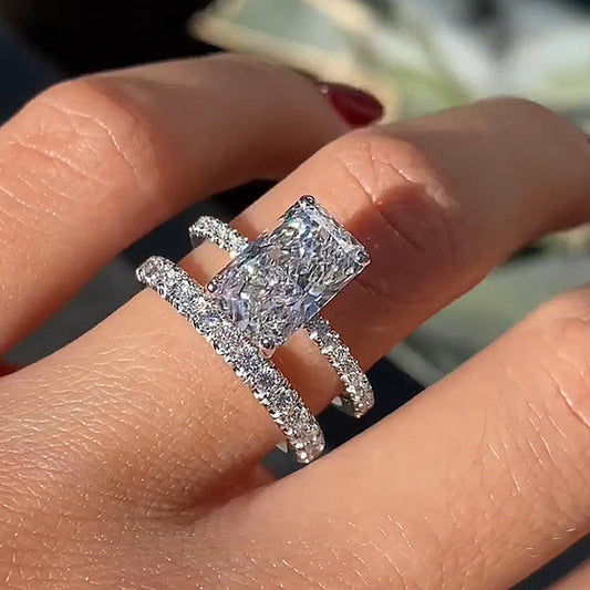 3.5CT Radiant Cut Diamond Two-Tone Ring with 1CT Band