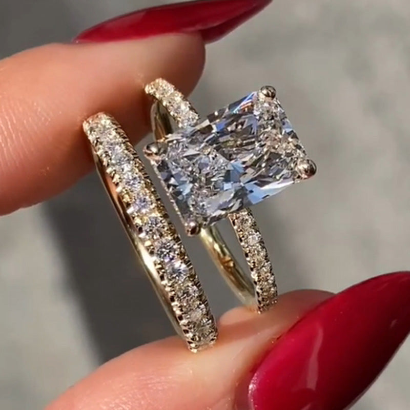 3.5CT Radiant Cut Diamond Two-Tone Ring with 1CT Band