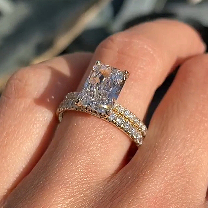 3.5CT Radiant Cut Diamond Two-Tone Ring with 1CT Band