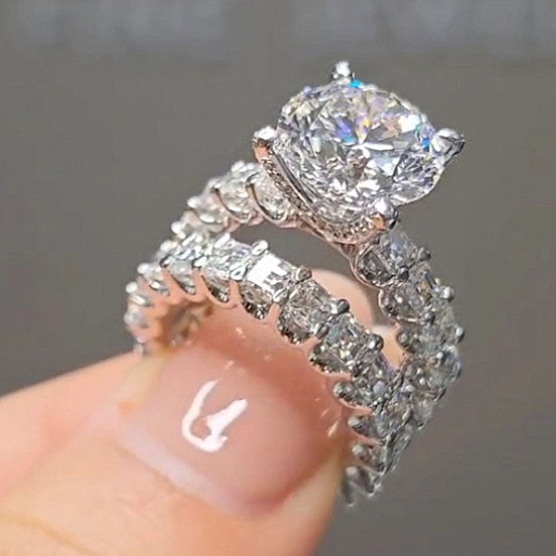 4.0ct Round Cut Diamond Ring - White Gold Plated