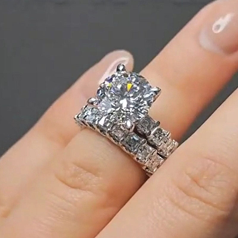 4.0ct Round Cut Diamond Ring - White Gold Plated