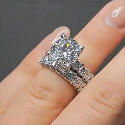 4.0ct Round Cut Diamond Ring - White Gold Plated