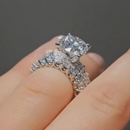 4.0ct Round Cut Diamond Ring - White Gold Plated