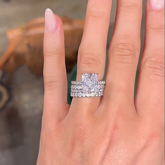 4.5CT Radiant Cut Diamond Ring with 2.5CT Side Stones