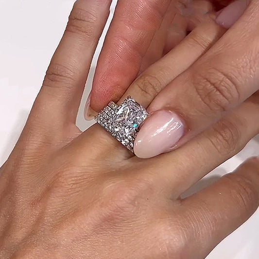 4.5CT Radiant Cut Diamond Ring with 2.5CT Side Stones