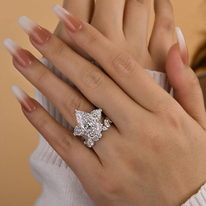 8.0Ct Pear Cut Diamond Wedding Set - 925 Silver White Gold Plated