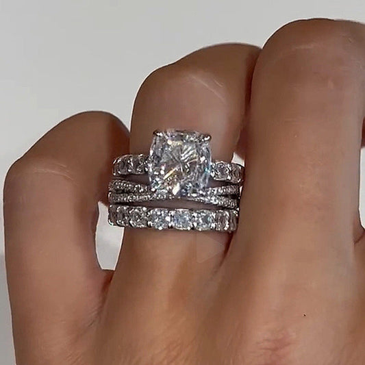 4.5CT Cushion Cut Diamond with 5.0CT Accents Wedding Set
