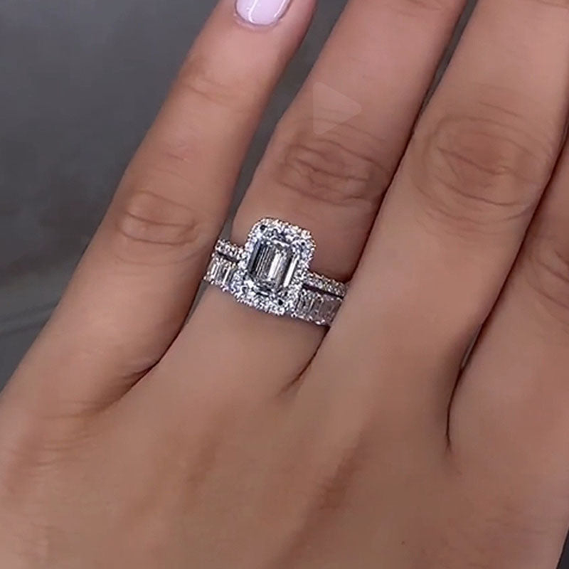 2.5CT Emerald Cut White Sapphire Diamond Ring