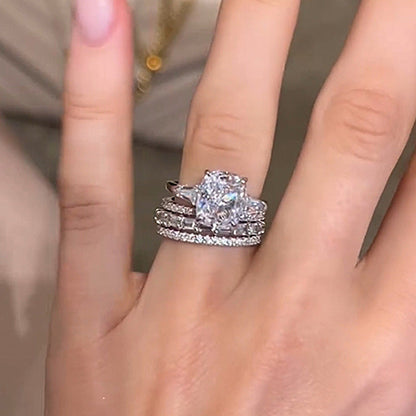 4Ct Cushion Diamond Ring with Trapezoid Accents
