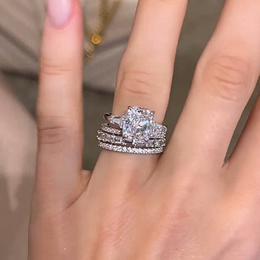 4Ct Cushion Diamond Ring with Trapezoid Accents