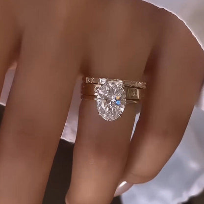 3.5Ct Oval Diamond Ring with 2.5Ct Mixed Cut Band