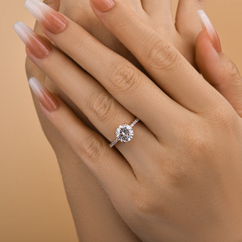Classic Round Cut Solitaire Engagement Ring Sterling Silver