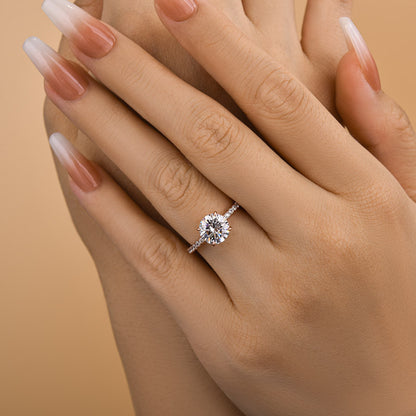 Classic Round Cut Solitaire Engagement Ring Sterling Silver