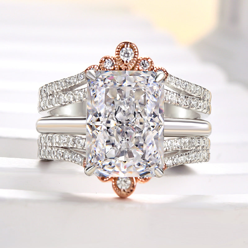 4.5Ct Radiant Sona Diamond Ring with Dual-Tone Band