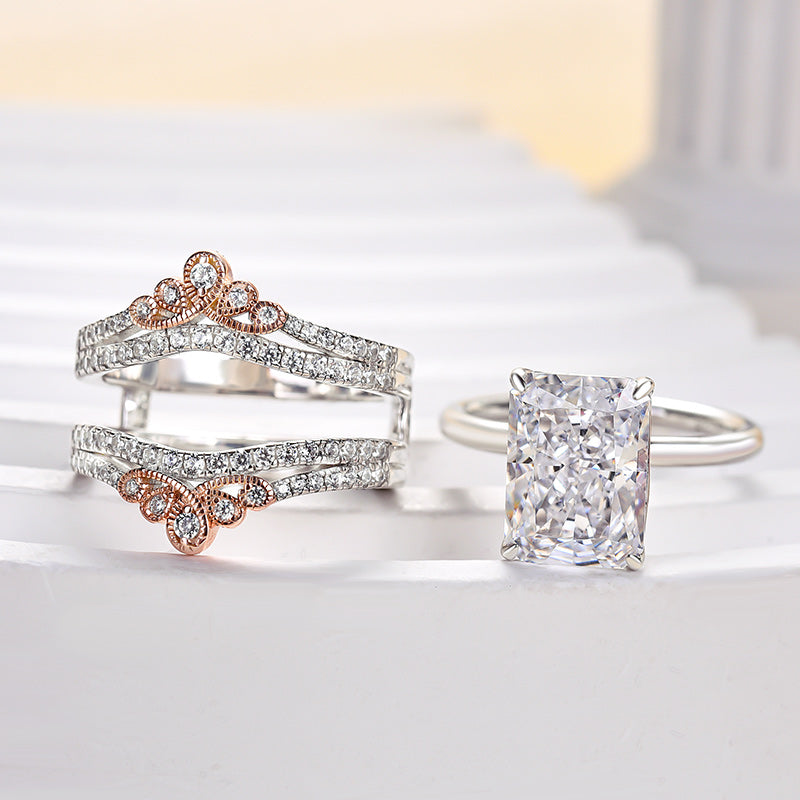 4.5Ct Radiant Sona Diamond Ring with Dual-Tone Band