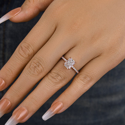 2.0 Carat Radiant Sona Diamond Rose Gold-Plated Sterling Silver Engagement Ring