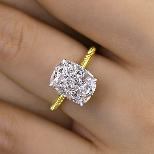 925 Silver Two-Tone 2.5Ct Crushed Ice Cushion Engagement Ring