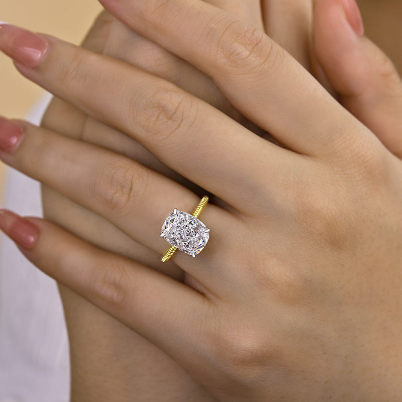 925 Silver Two-Tone 2.5Ct Crushed Ice Cushion Engagement Ring