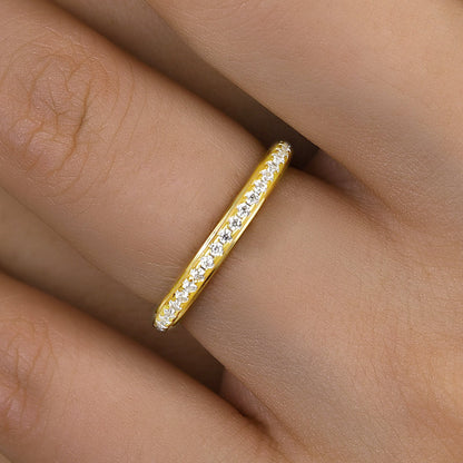 925 Silver Gold Plated 0.36ct Round Diamond Band